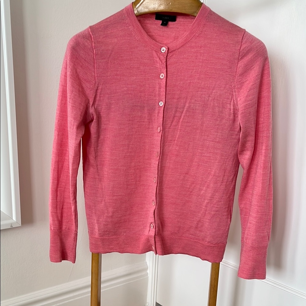 J. Crew Pink Cardigan Sweater with Button-Up Design